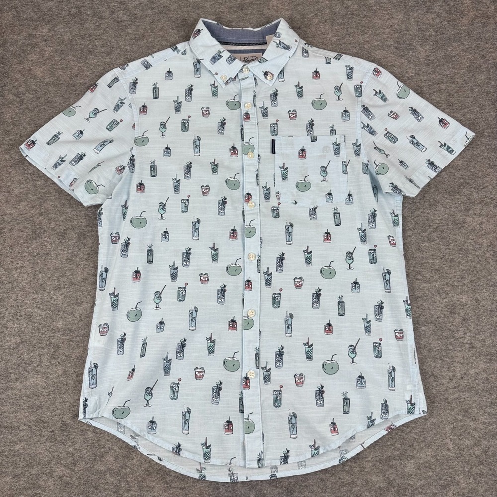 Original Penguin Button Down Shirt Drinks Cocktails Blue Mens Small S